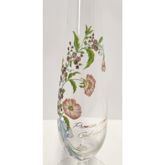 Fenton Glass Bud Vases – 10" Clear Floral Gold Trim – Vintage Pair - Picture 6 of 10